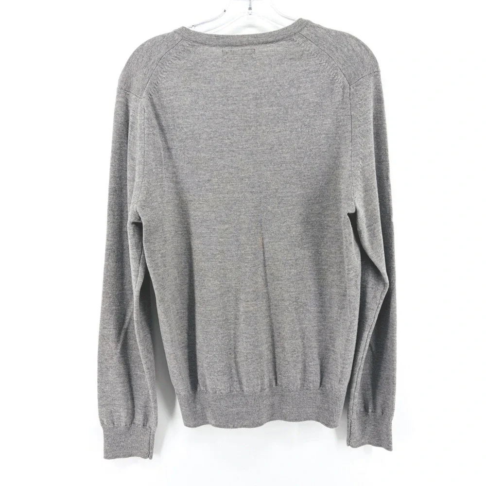 Express Merino Wool Sweater Mens M Gray Italian V-Neck Preppy